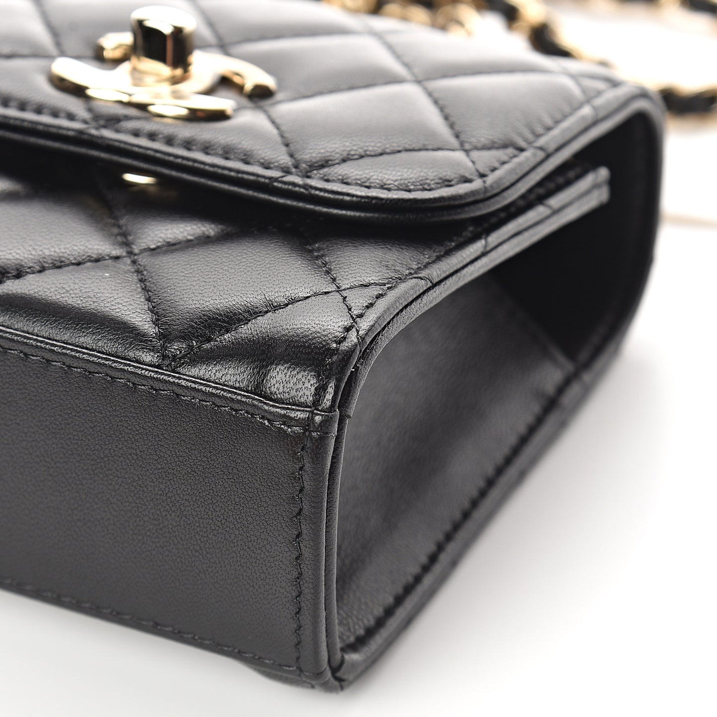 Lambskin Quilted Mini Trendy CC Chain Wallet Black