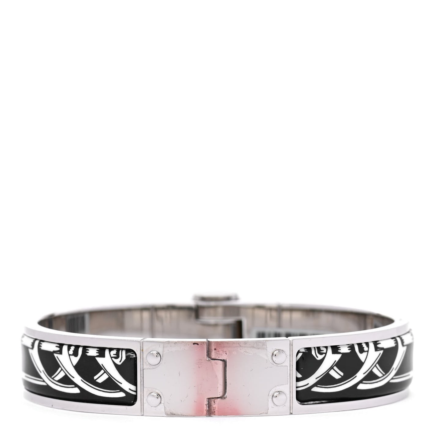 Enamel Printed Narrow Balades Equestres Positif Negatif Hinged Bracelet S Black