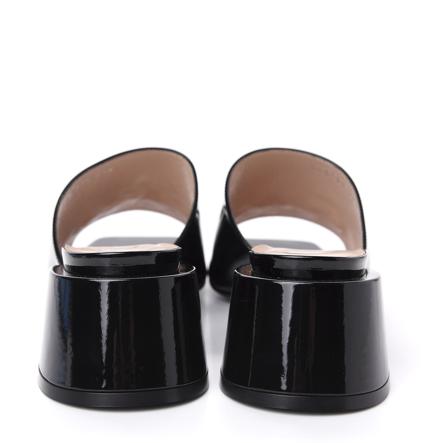 Gucci Patent Lexi Horsebit Mid-Heel Slide Sandals 37.5 Black 6 of 10