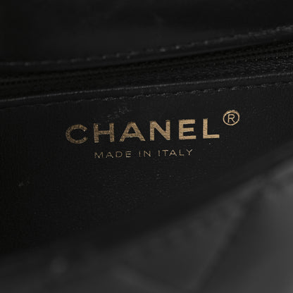 Chanel Shiny Lambskin Quilted Golden Links Top Handle Flap Black 6 of 10