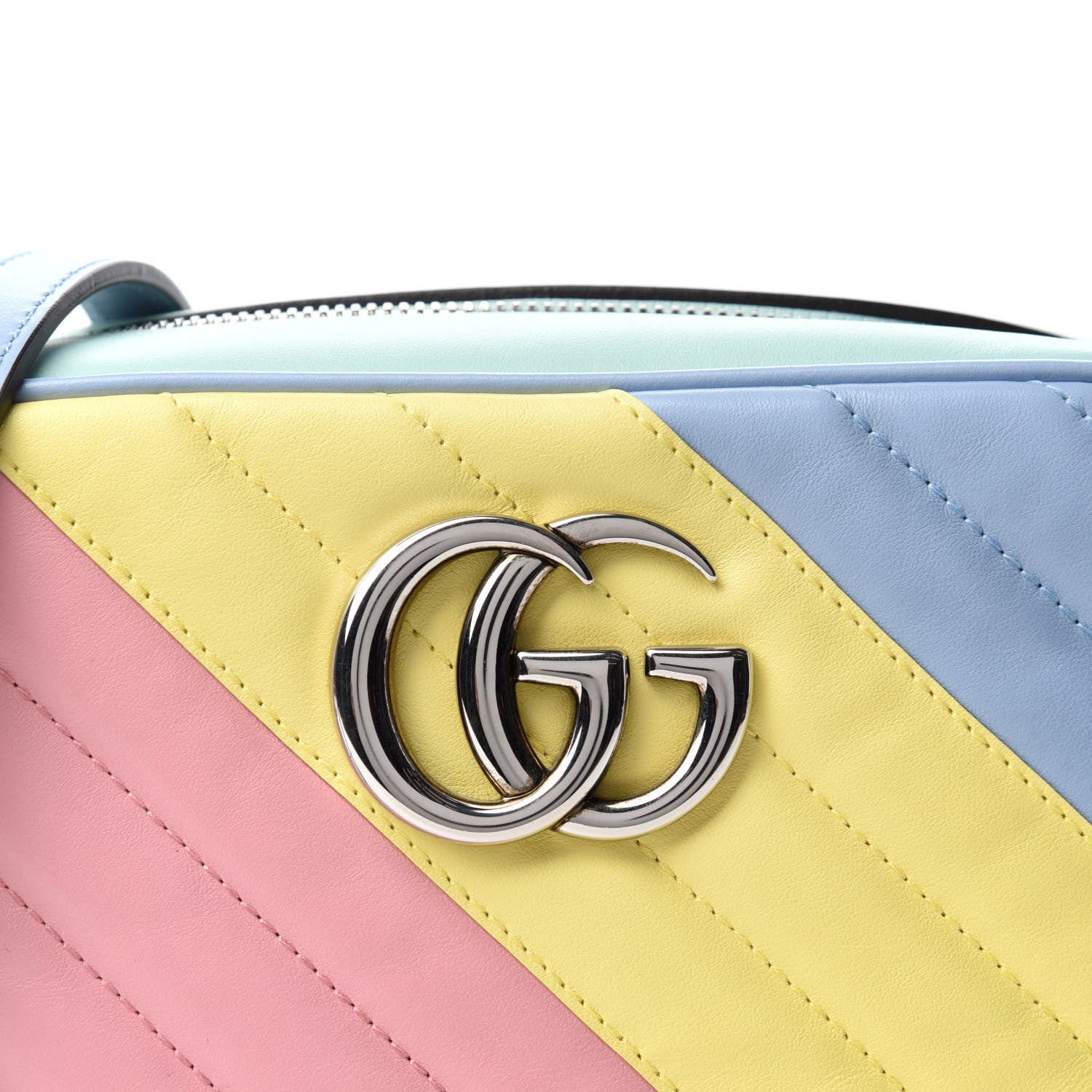 Gucci Calfskin Matelasse Diagonal Small GG Marmont Chain Shoulder Bag Multicolor Pastel 11 of 11