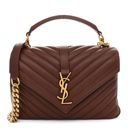 Saint Laurent Sheepskin Matelasse Chevron Monogram Medium College Bag Brick 1 of 12