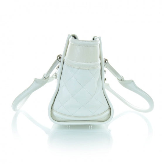Leather Quilted Large Manor Tote White
