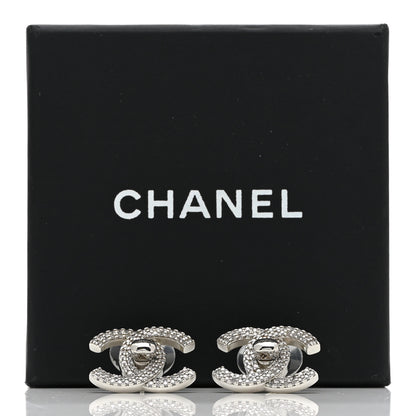 Chanel Crystal CC Turnlock Earrings Silver 5 of 5