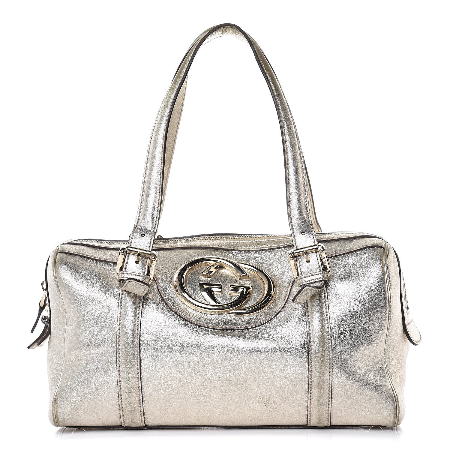 Gucci Metallic Calfskin Small Britt Boston Gold 1 of 17