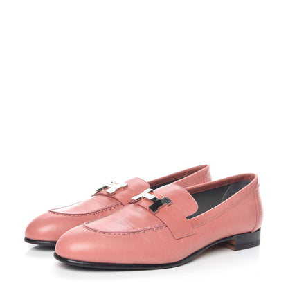Hermes Goatskin Paris Loafers 37 Rouge Blush 3 of 9