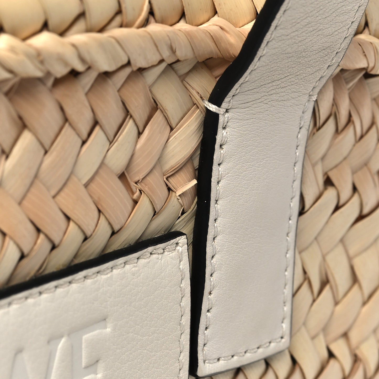 Raffia Small Basket Tote Bag Natural White