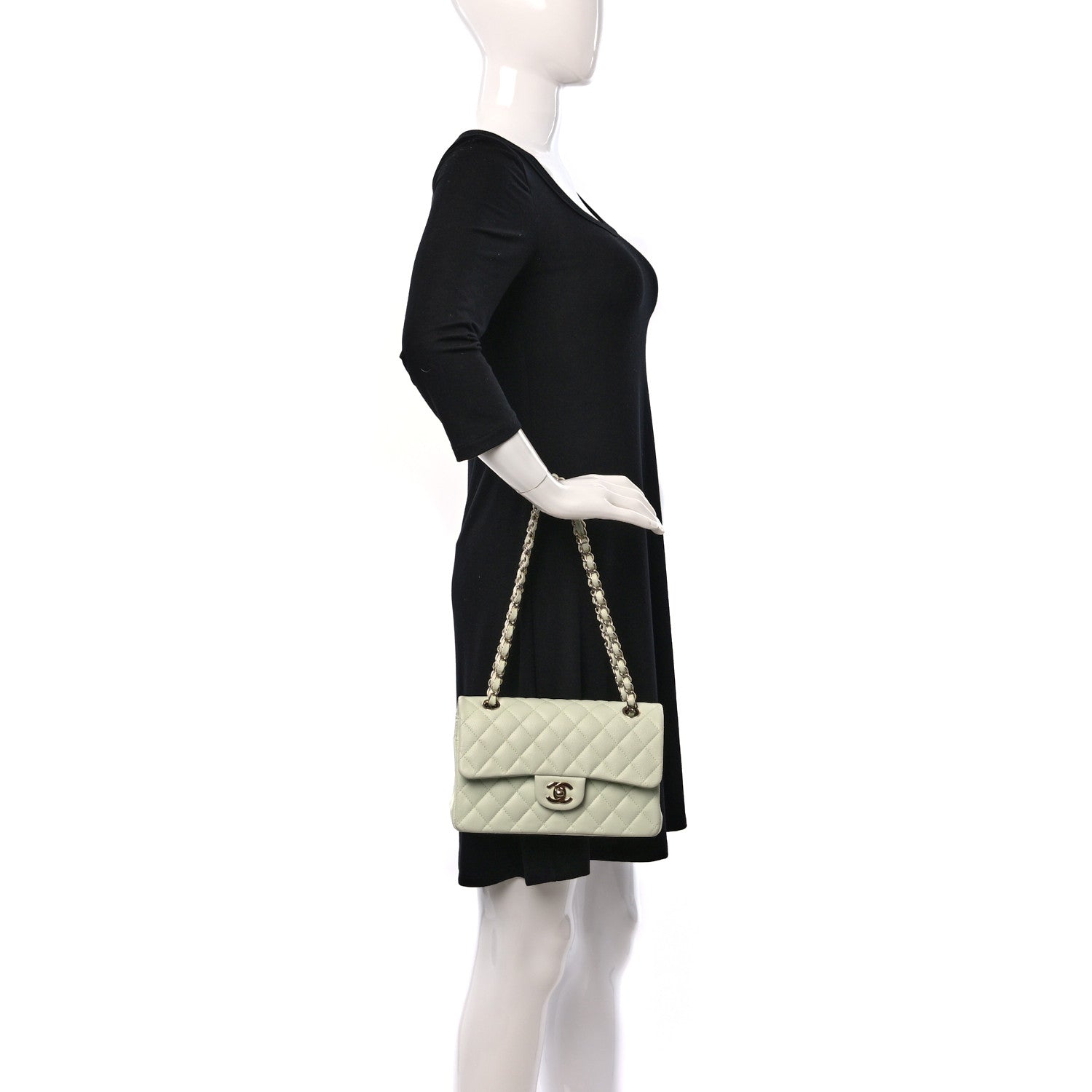 Chanel Caviar Quilted Small Double Flap Light Green 2 of 9