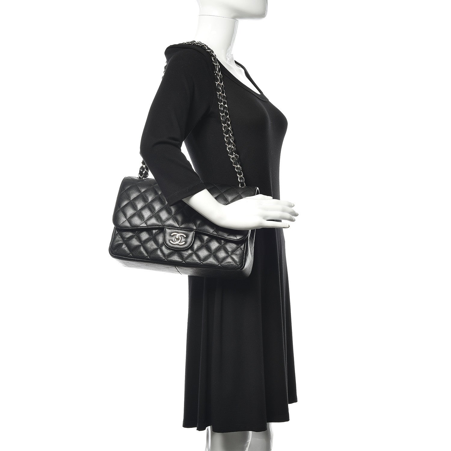 Chanel Caviar Quilted Jumbo Double Flap Black 2 of 15
