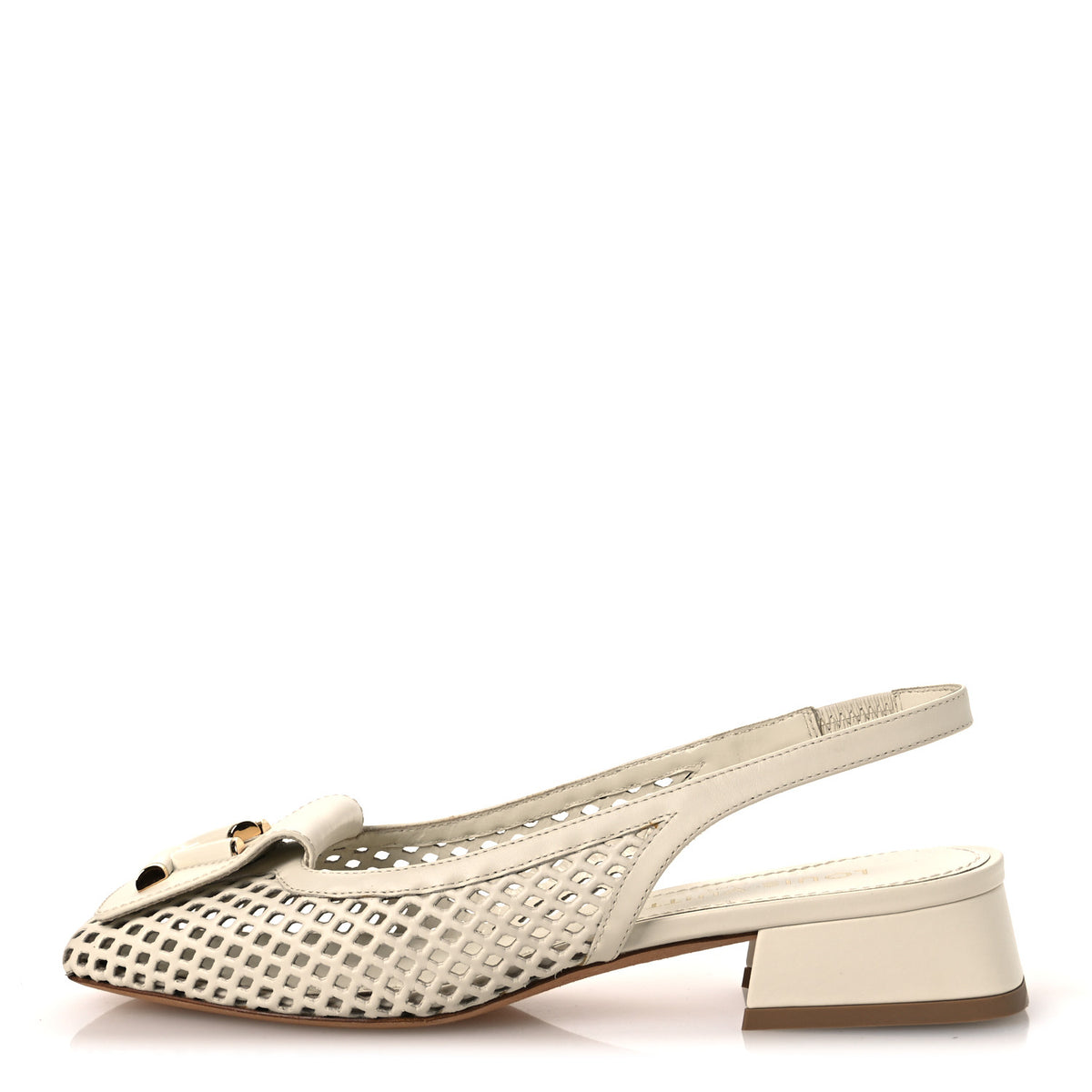 Louis Vuitton Calfskin Perforated Shake Slingback Pumps 35.5 Creme Beige 1 of 11