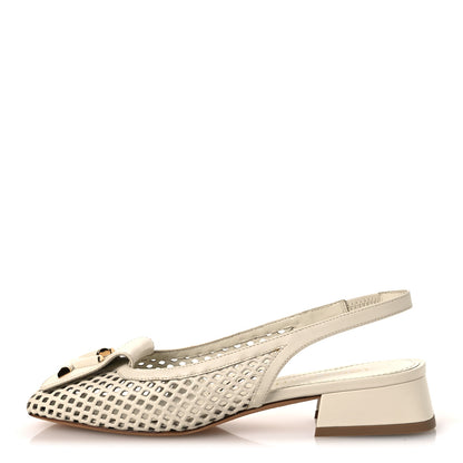 Louis Vuitton Calfskin Perforated Shake Slingback Pumps 35.5 Creme Beige 1 of 11