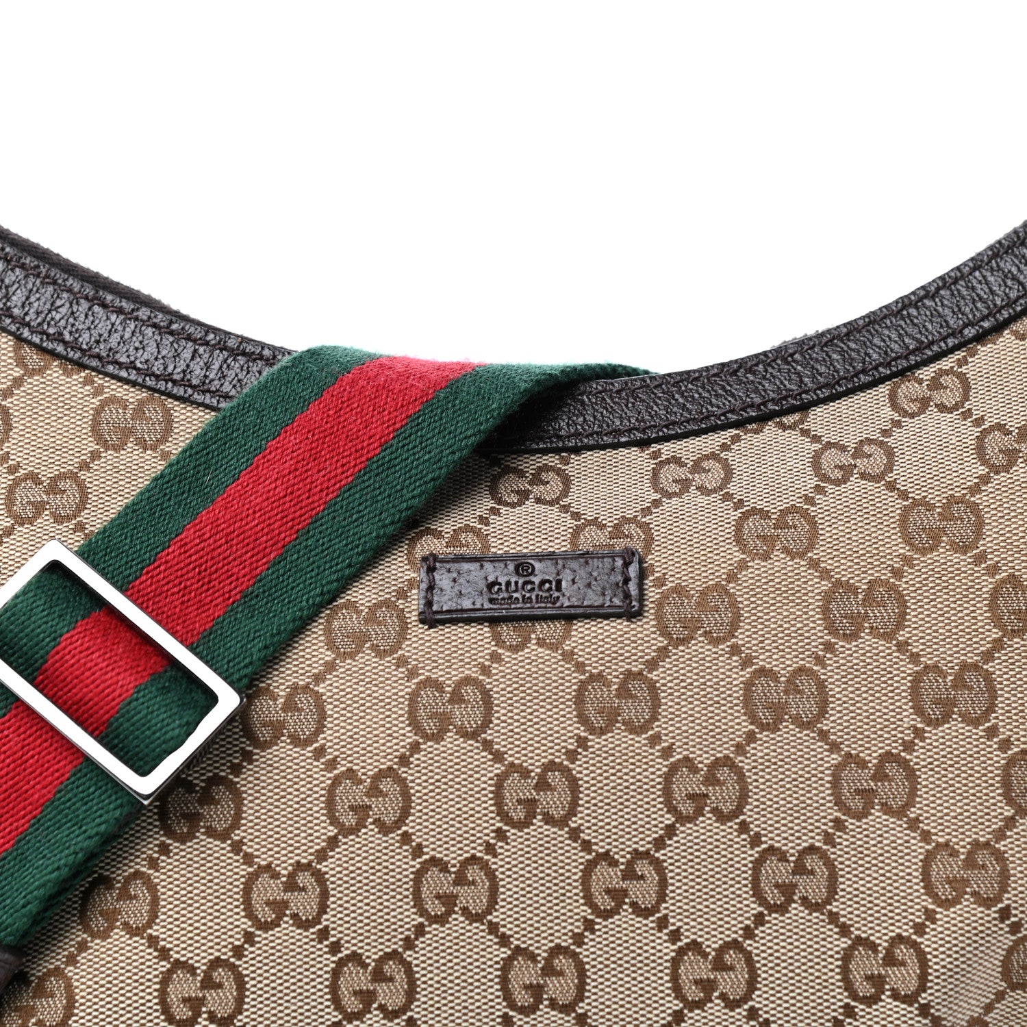 Gucci Monogram Web Medium Half Moon Hobo Dark Brown 10 of 10