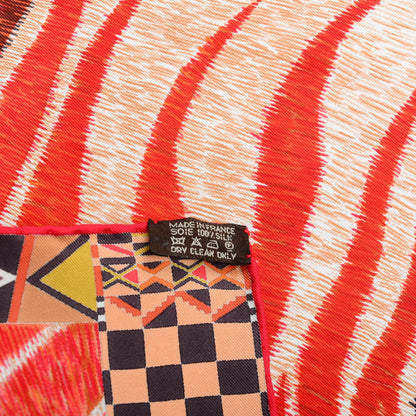 Hermes Silk Pelages et Camouflage Scarf 90 Brique Acajou Rouge H 5 of 5