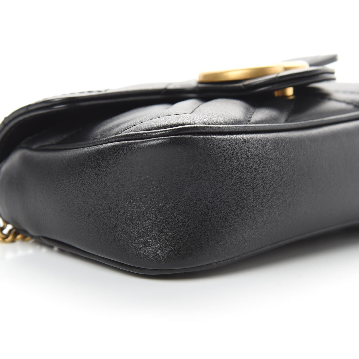 Calfskin Matelasse Super Mini GG Marmont Shoulder Bag Black