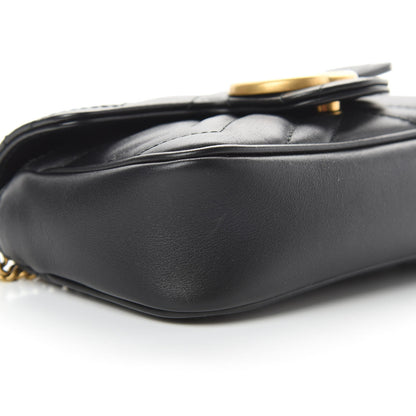 Gucci Calfskin Matelasse Super Mini GG Marmont Shoulder Bag Black 9 of 12