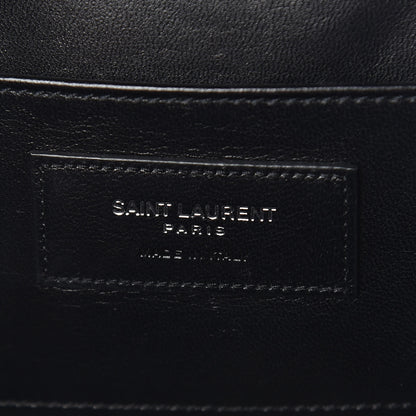 Saint Laurent Calfskin Crocodile Embossed Monogram Lunch Box Bag Black 6 of 9