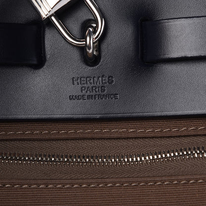 Hermes Vache Hunter Toile Herbag Zip 31 PM Etoupe Bleu Saphir 9 of 11