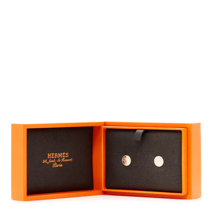 Hermes 18K Rose Gold TPM Ex-Libris Stud Earrings 5 of 5