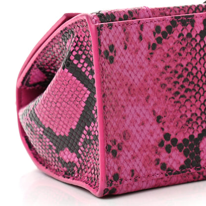 Balenciaga Shiny Calfskin Python Effect Small Hourglass Top Handle Bag Fuchsia Black 11 of 12