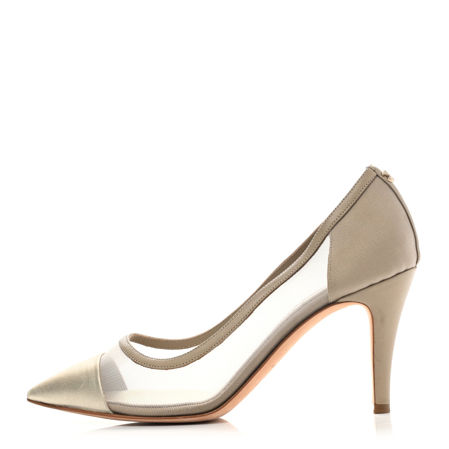 Metallic Mesh Cap Toe CC Pumps 37 Gold