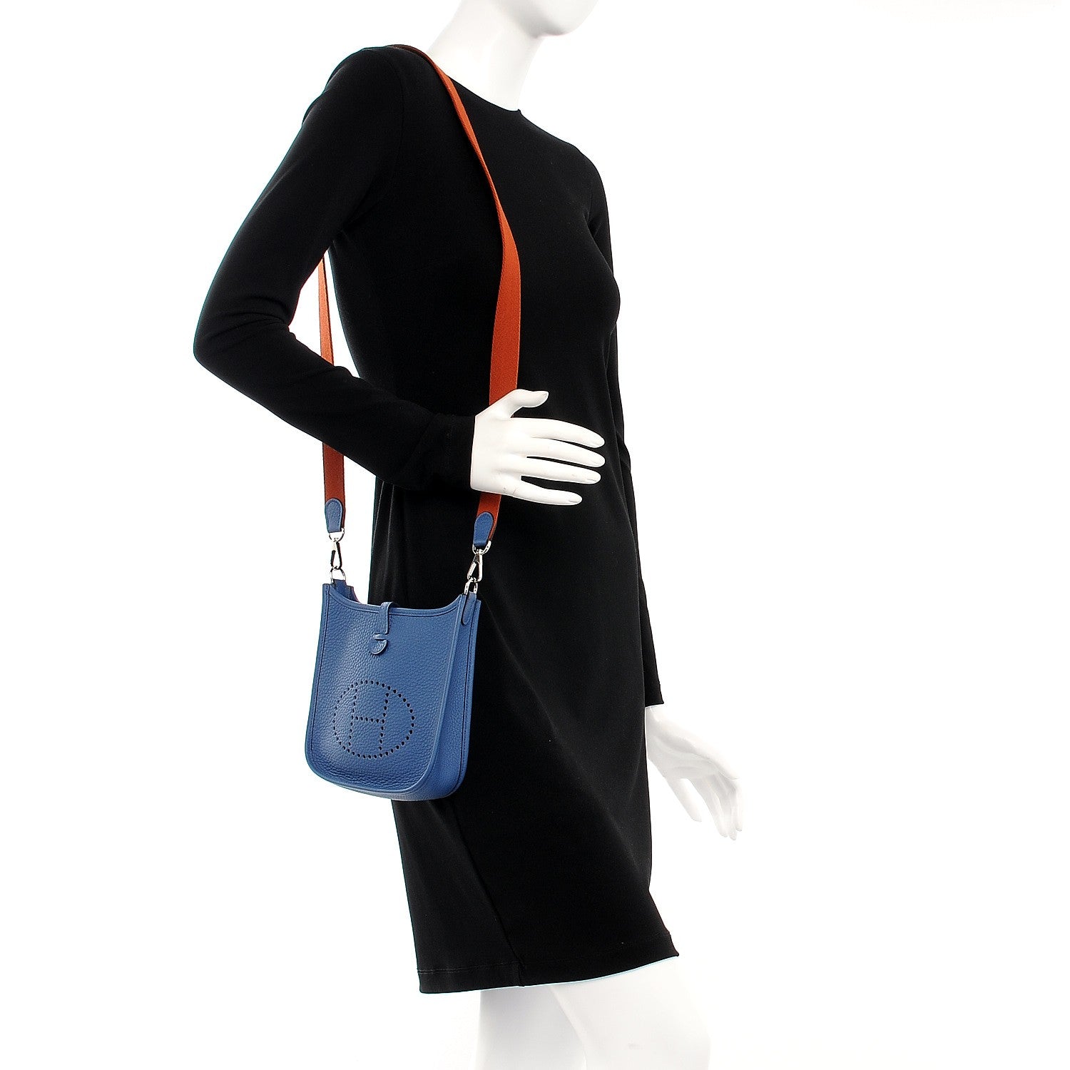 Hermes Taurillon Clemence Amazone Evelyne TPM Bleu Agate Cuivre 2 of 9