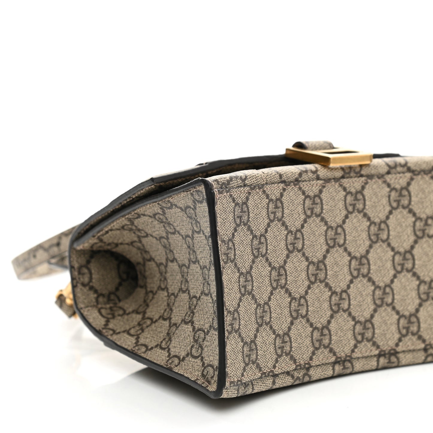 X GUCCI GG Supreme Monogram Small Hourglass Top Handle Bag Beige Ebony