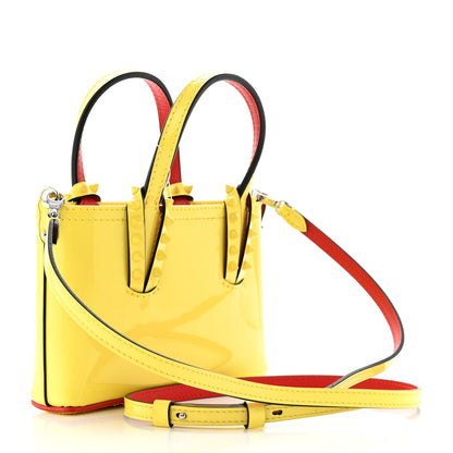 Christian Louboutin Patent Calfskin Spikes Mini East West Cabata Tote Yellow 3 of 10