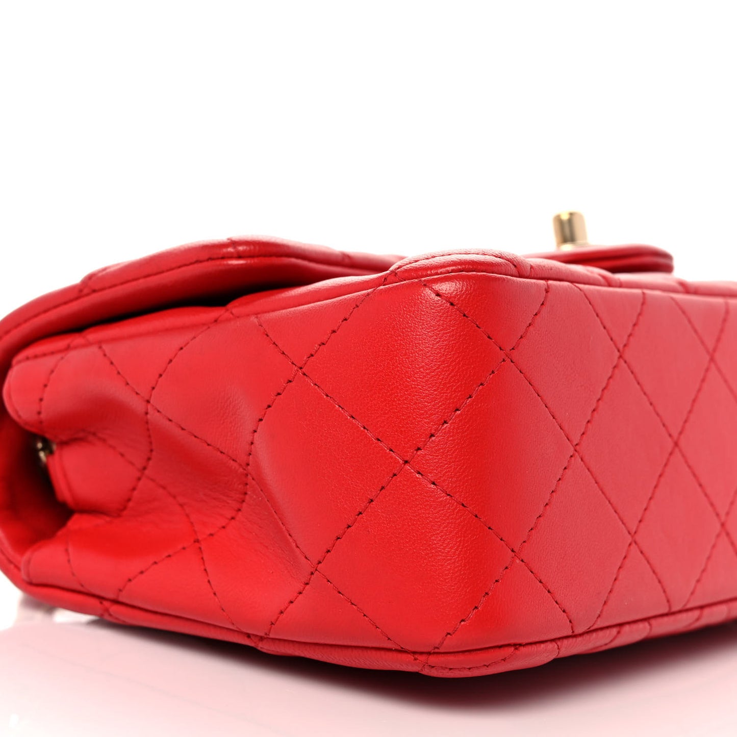 Lambskin Quilted Mini Rectangular Flap Red