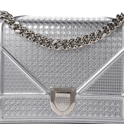 Christian Dior Metallic Patent Micro-Cannage Medium Diorama Flap Bag Silver 8 of 12