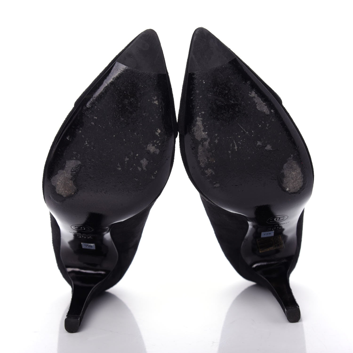 Chanel Suede Cap Toe CC Pumps 36.5 Black 6 of 10