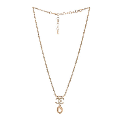 Chanel Crystal Pearl CC Necklace Pearly White Gold 3 of 5
