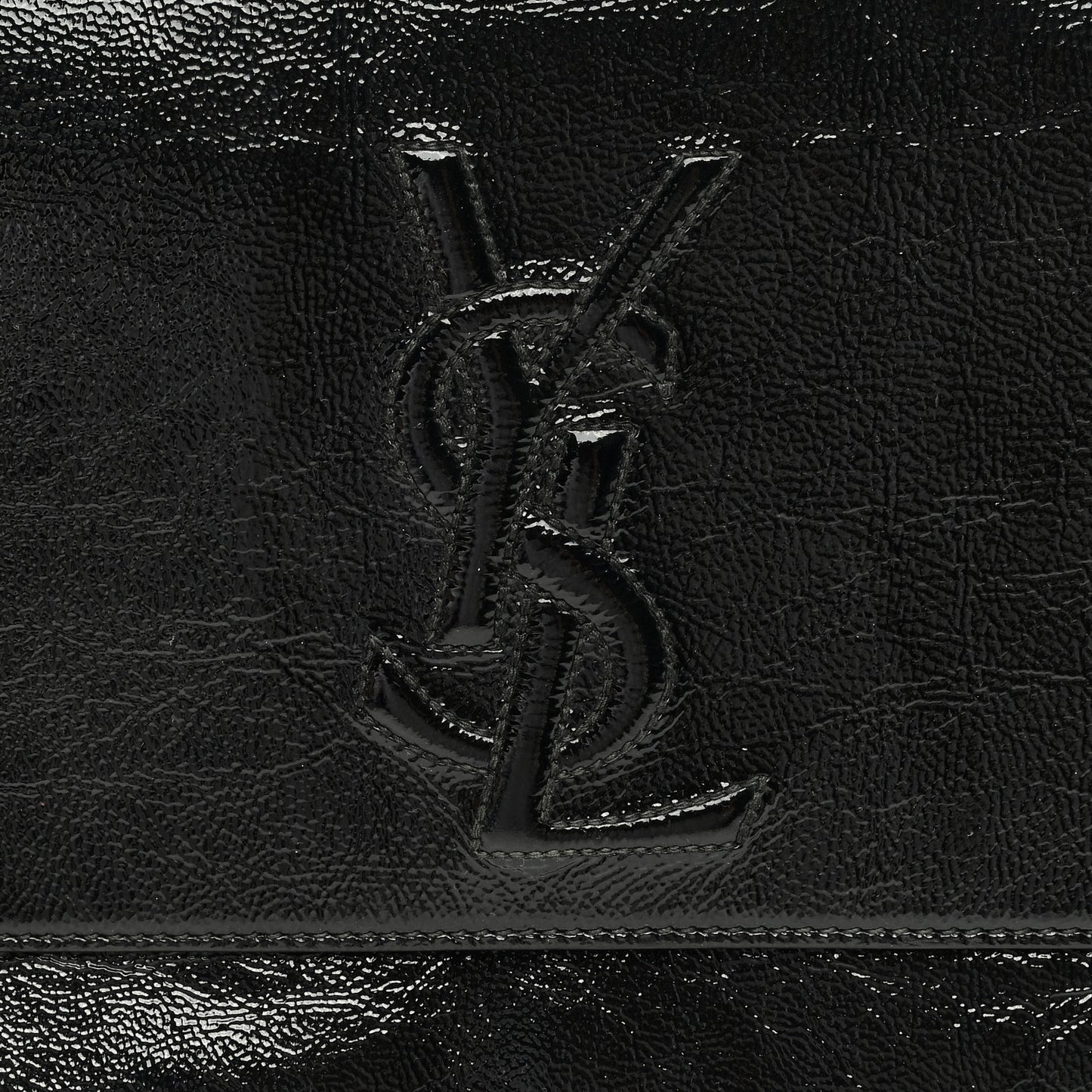 Textured Patent Monogram Large Belle De Jour Clutch Black