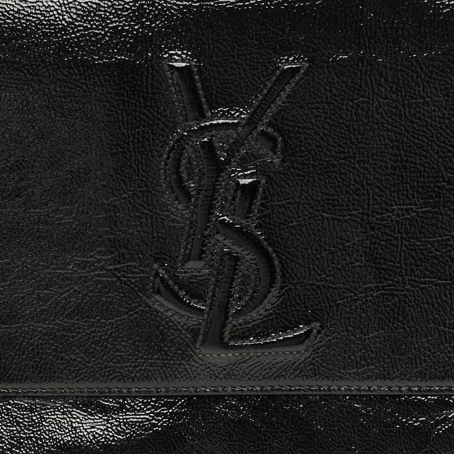 Saint Laurent Textured Patent Monogram Large Belle De Jour Clutch Black 7 of 9