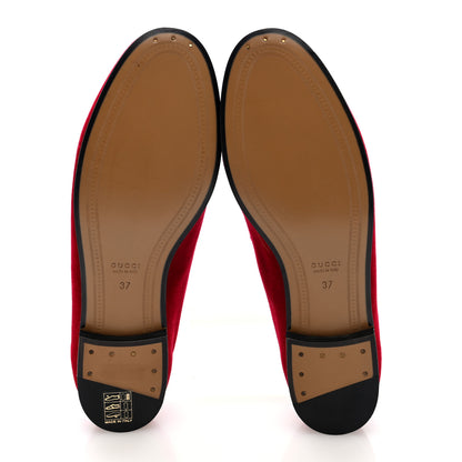 Gucci Velvet Horsebit Womens Jordaan Loafers 37 Hibiscus Red 6 of 9