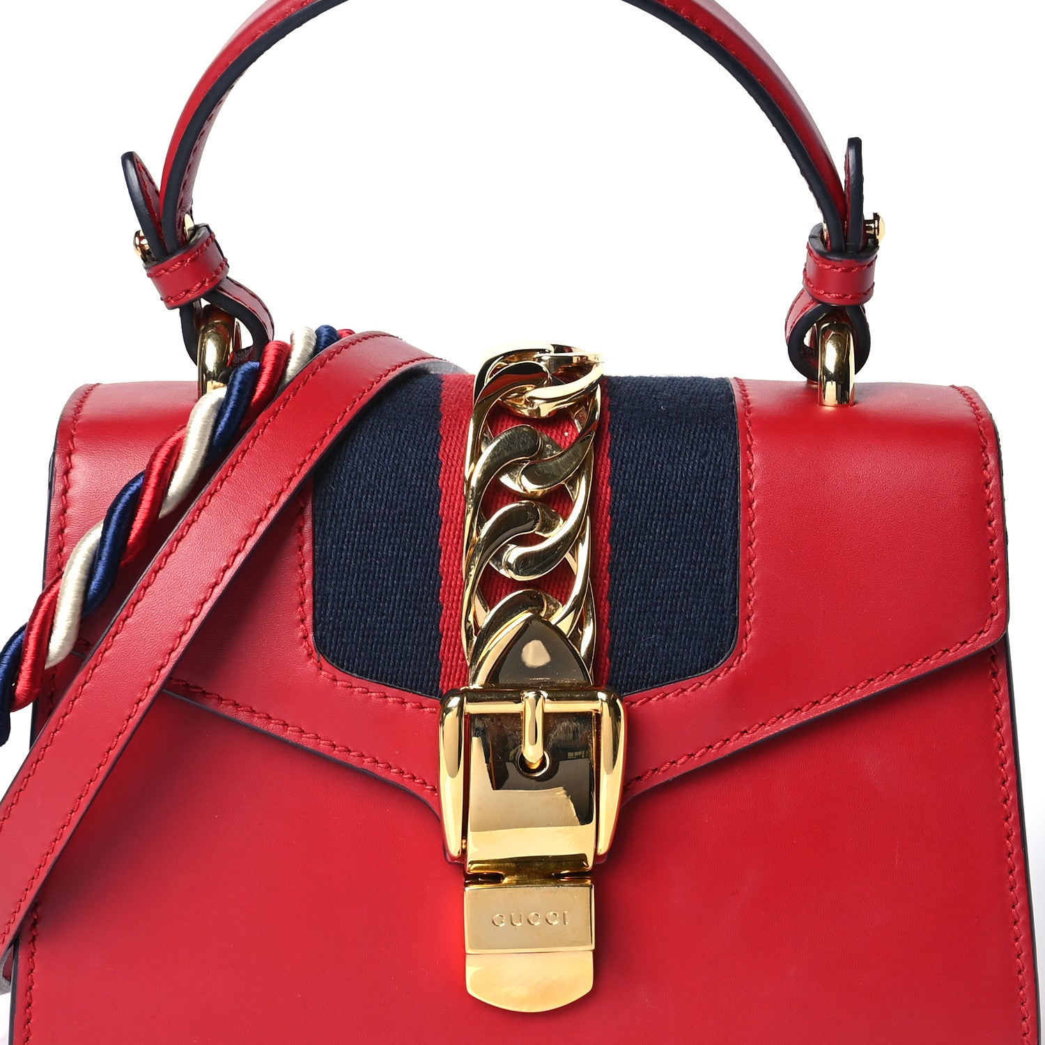 Gucci Calfskin Mini Sylvie Top Handle Bag Hibiscus Red 9 of 11