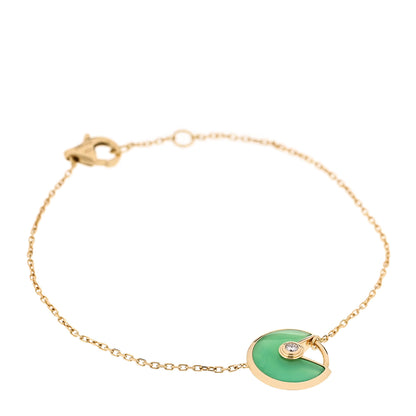 Cartier 18K Yellow Gold Diamond Chrysoprase Amulette de Cartier Bracelet 1 of 5