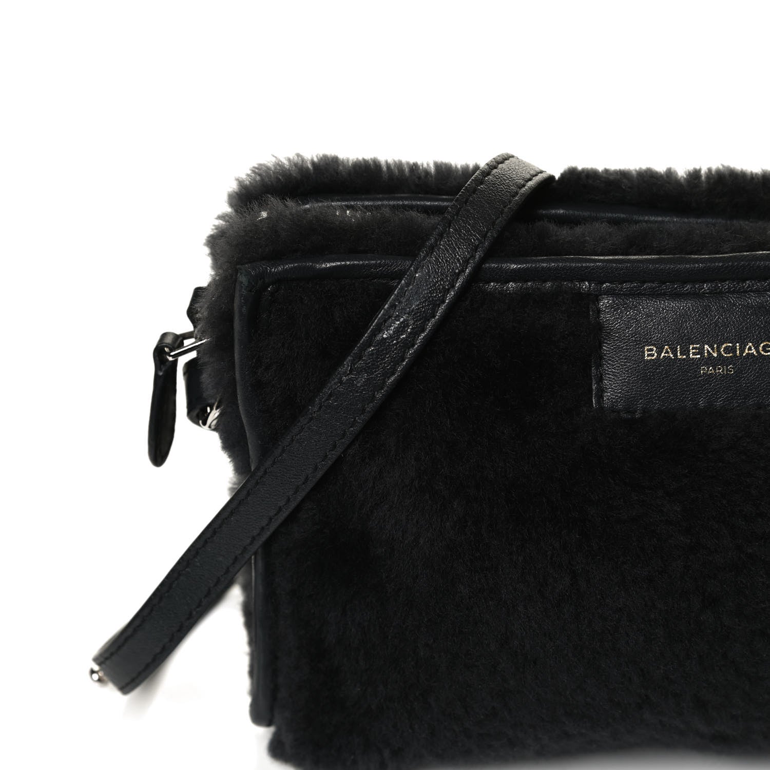 Balenciaga Shearling Bazar Pochette Crossbody Black 11 of 12