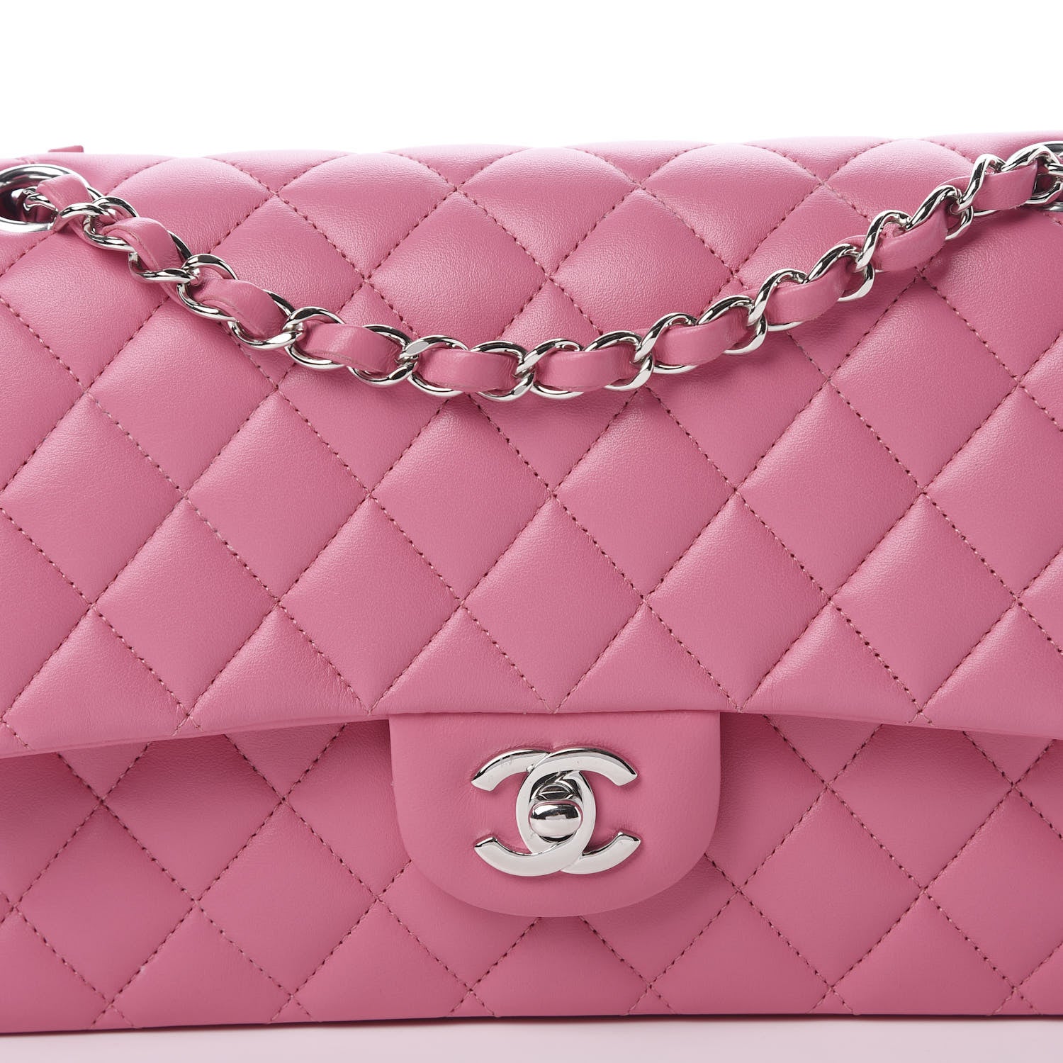 Chanel Lambskin Quilted Medium Double Flap Pink 7 of 13
