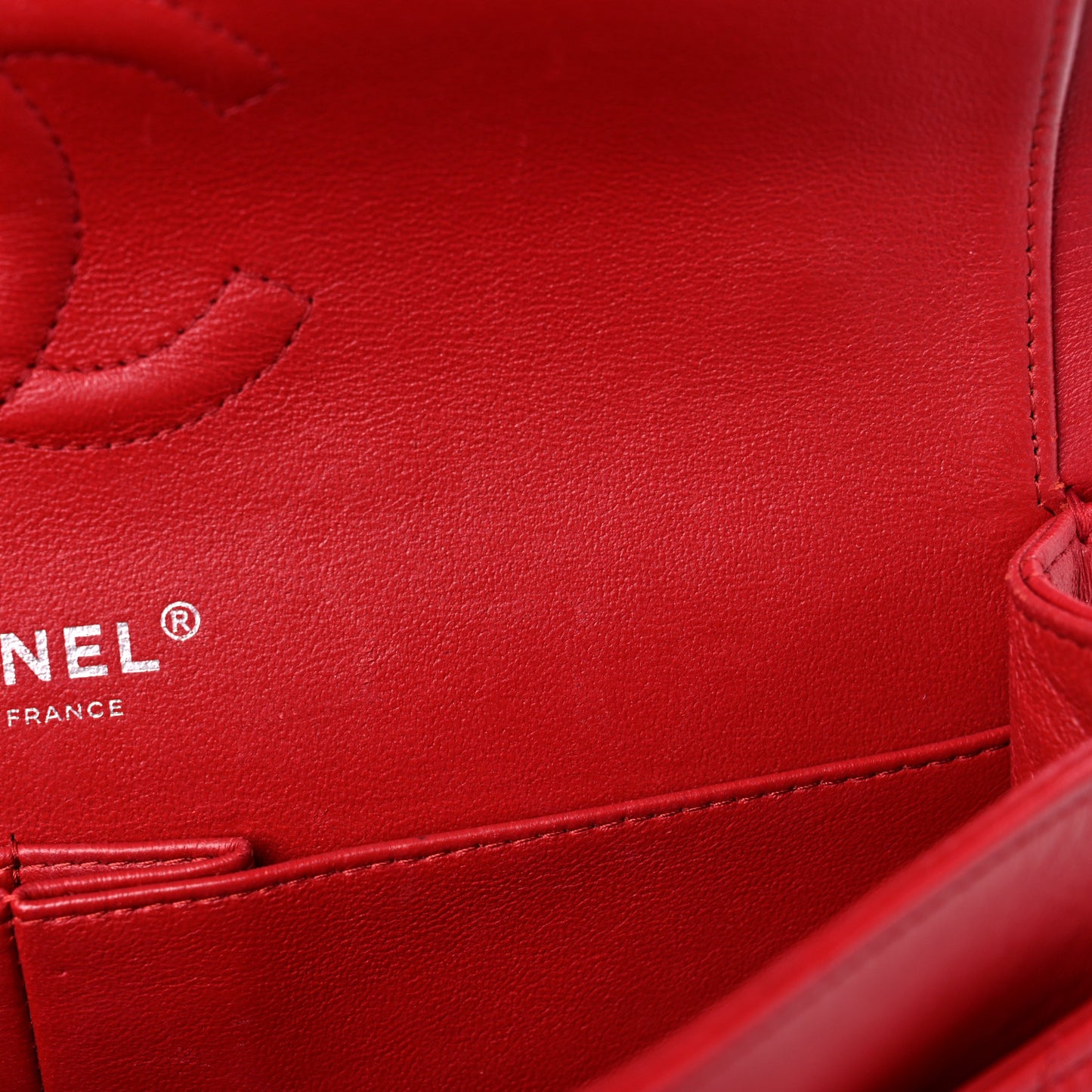 Lambskin Quilted Medium Double Flap Red