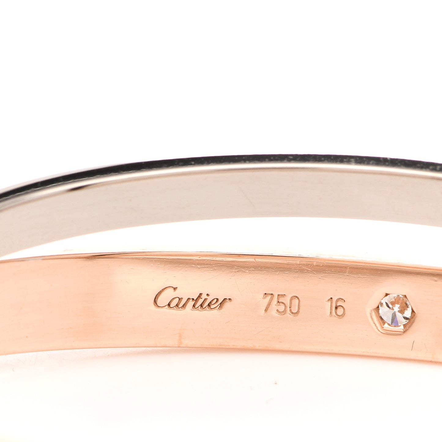 18K Pink White Gold Diamond Double LOVE Paved Bracelet 16