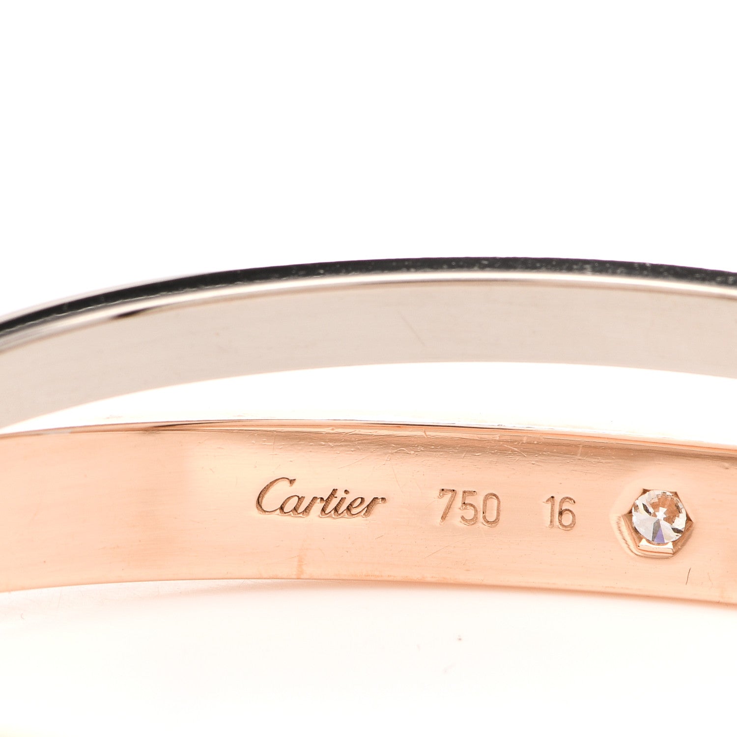 Cartier 18K Pink White Gold Diamond Double LOVE Paved Bracelet 16 3 of 5