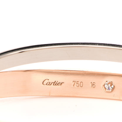 Cartier 18K Pink White Gold Diamond Double LOVE Paved Bracelet 16 3 of 5