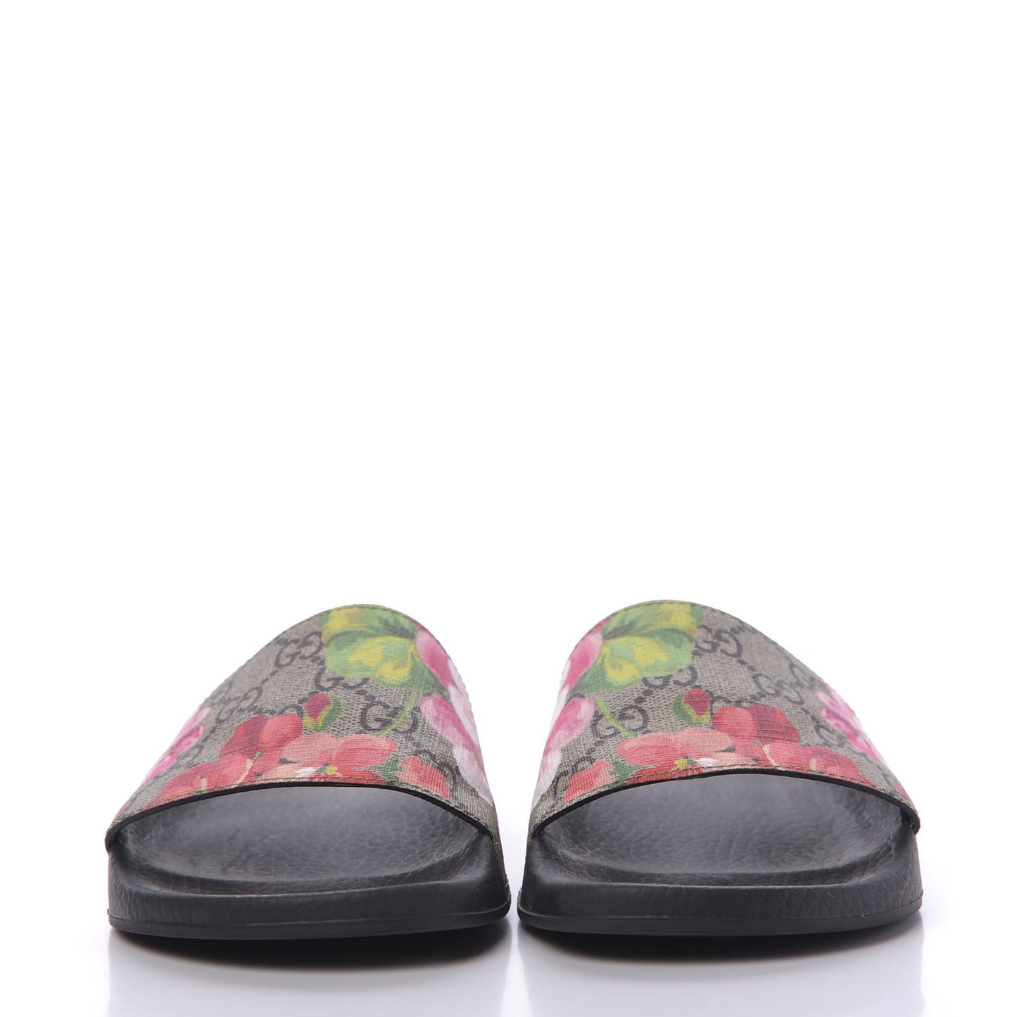 GG Supreme Monogram Blooms Slide Sandals 37 Beige Multicolor