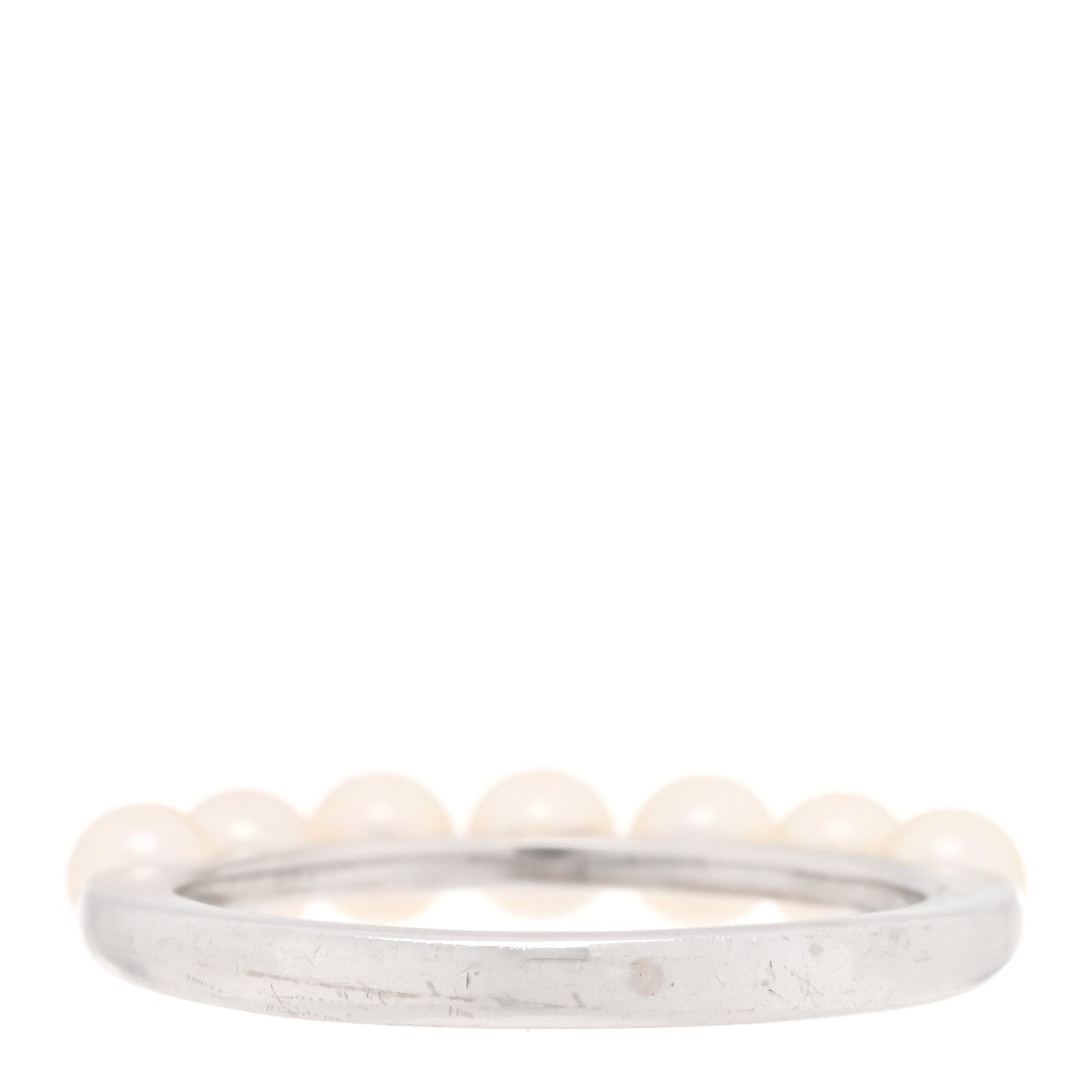 Mikimoto 18K White Gold Akoya Pearl 3.5-4mm Stackable Ring 53 6.5 3 of 5