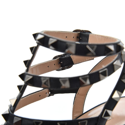 Valentino Garavani Ayers Snakeskin Rockstud Ankle Strap Low Heel Pumps 36 Black 11 of 15