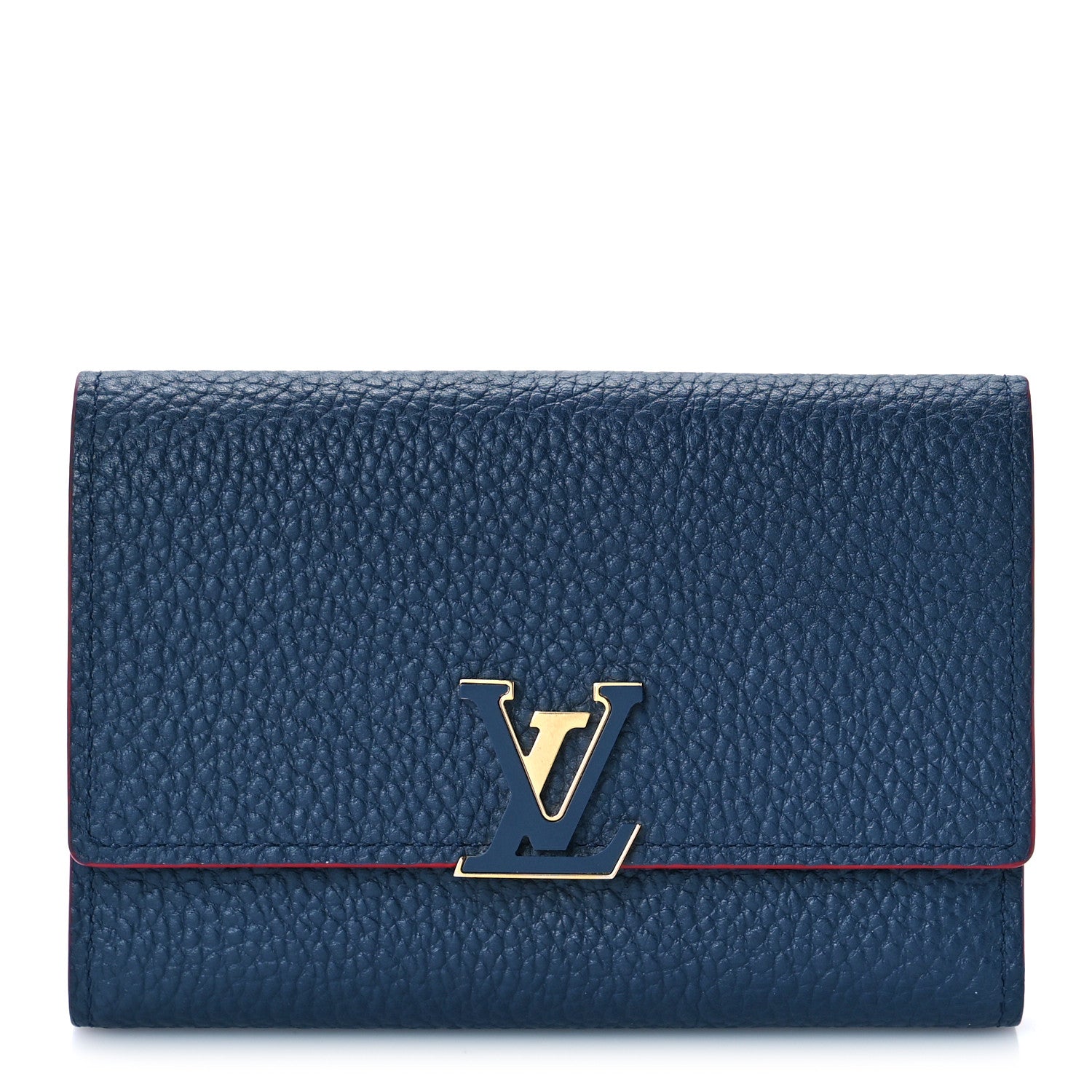 Louis Vuitton Taurillon Capucines Compact Wallet Marine Rouge 1 of 8