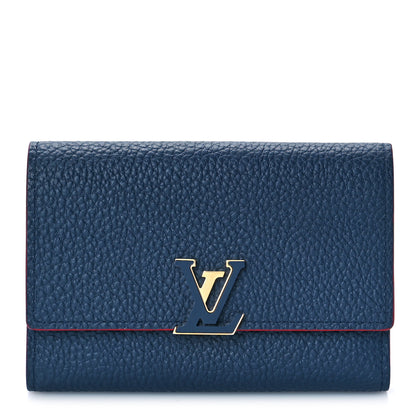 Louis Vuitton Taurillon Capucines Compact Wallet Marine Rouge 1 of 8