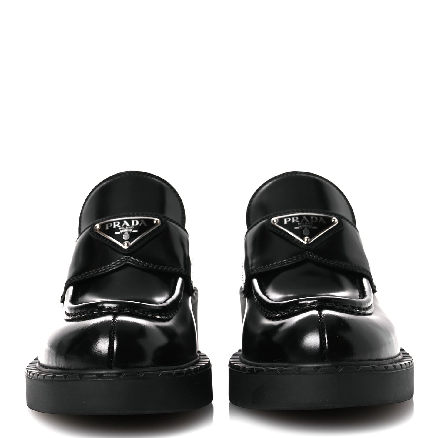 Spazzolato Metal Triangle Logo 50mm Loafers 36 Black