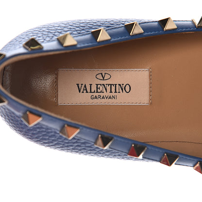 Valentino Garavani Pebbled Calfskin Rockstud Ballerina Flats 40 Baltique 6 of 13
