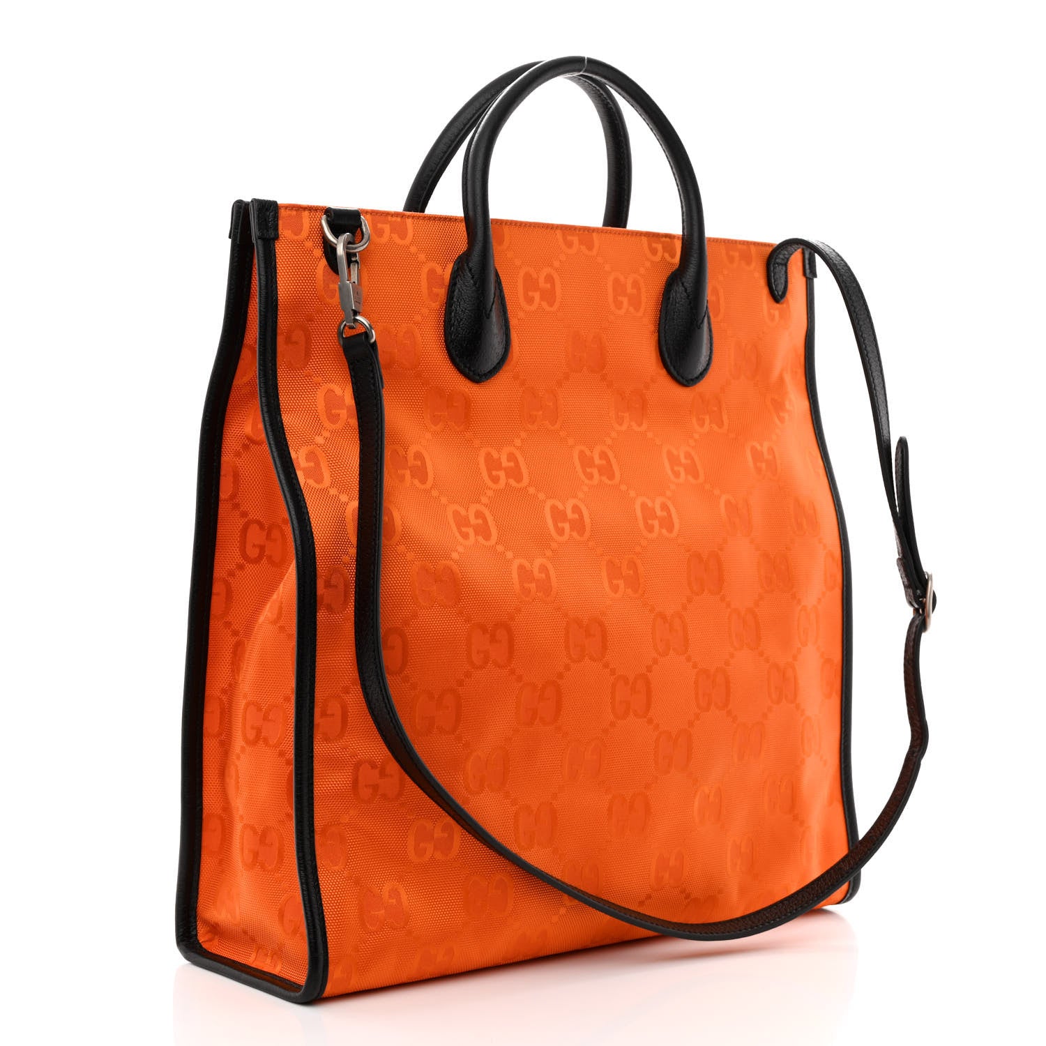 Gucci Econyl Nylon Monogram Off The Grid Long Tote Bag Carrot Orange Black 3 of 10